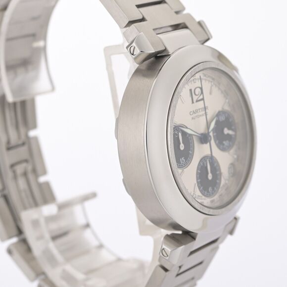 Cartier Pasha Chronograph 2412 Automatic White Dial 36mm Watch With Papers - Picture 5 of 10